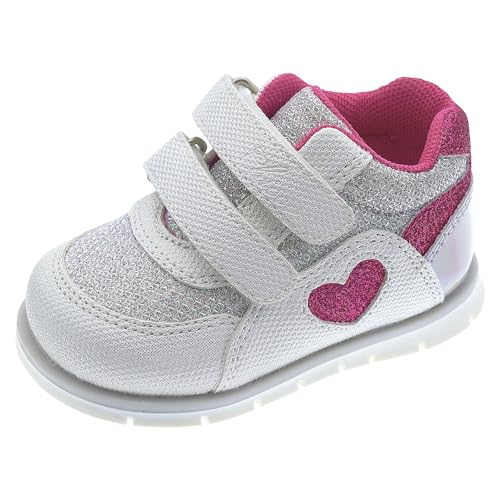 Chicco Sneakers con Doppio Velcro, Confortevoli, Leggere, Flessibili e Traspiranti, Bambine e ragazze, Argento, 22 EU, Designed in Italy