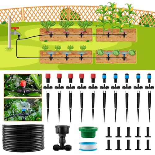 20M di irrigazione da giardino, kit di irrigazione a Goccia,Siste-ma di irrigazione a goccia Automatica Sprinkler Set Irrigazione Misting System per Paesaggio Giardino Piante