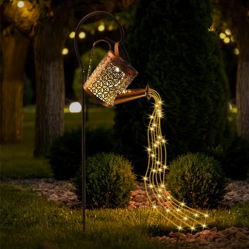 Lanterne Solari da Esterno, Comius Sharp Lampade Solari da Giardino in Metallo, IP65 Impermeabile Luci Solari da Giardino con Gancio da Pastore per Tavolo Prato Balcone Natale Giardino Decorazioni