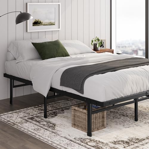 Zinus Justin Letto 80x190 cm - Struttura letto 36 cm di Altezza con contenitore sotto il letto - Struttura letto a piattaforma in metallo - Nero