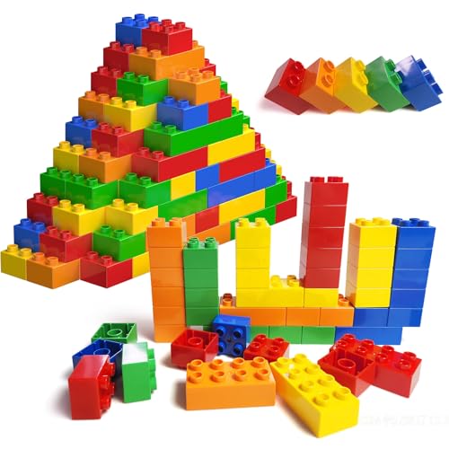 Cabeeskii Grandi blocchi da costruzione, 60 pezzi di grandi mattoncini da costruzione per 3-5 anni, compatibili con i blocchi da costruzione Duplo, giocattolo ideale per bambini dai 3 anni