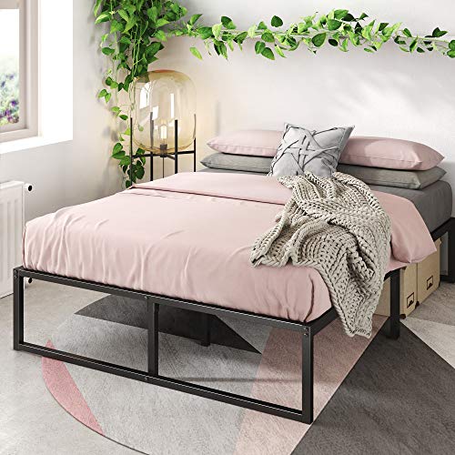 Zinus Lorelai Letto 120x190 cm - Struttura letto 35.5 cm di altezza con contenitore sotto il letto - Struttura letto a piattaforma in metallo - Nero