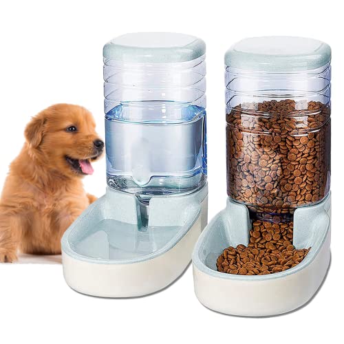 Edipets, Dispenser Cibo Gatti, Cani, Automatico, 2 Unità, 3.8L, Dispenser di Crocchette e Acqua per Animali Domestici (Grigio)