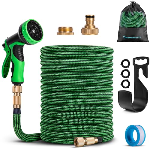 HOMEPROTEK Tubo Acqua Giardino 30 Metri Tubo Estensibile Da Giardino - Canna Acqua Giardino Con Pistola Acqua Giardino a 9 Modalità di Spruzzo - Tubo Irrigazione con Raccordi in Ottone da 1/2' e 3/4