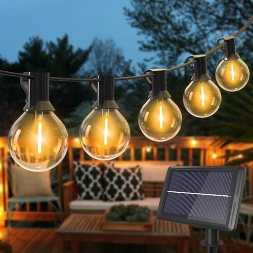 litogo Catena Luminosa Esterno Solare 13M/42.6FT, 4 Modalità con 15+1 LED G40 Luci Esterno Energia Solare, Impermeabile & Infrangibile Luci Solari Esterno per Giardino Feste Patio Cortile Matrimonio