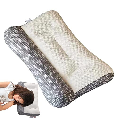 Cuscino Ergonomico Cervicale In Foam, Cuscino Ortopedico, Cuscino Cervicale Per La Nuca Per Dormienti Sul Lato/Schiena/Pancia, Federa Movible (Gris, 40x60cm)