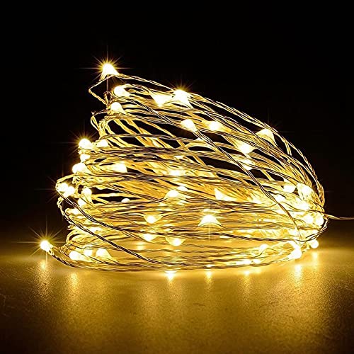 Jsdoin Lucine Led Decorative a Batteria,5M 50 LED Filo Luci Natale Led, Fairy Lights, Lucine Decorative per Camera Natale Interni e Esterni,Casa, Feste, Matrimonio (1 Pezzi Bianco caldo)