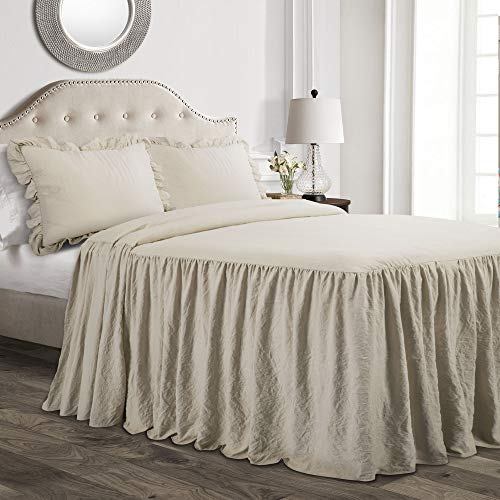 Lush Decor Set di biancheria da letto con gonna a volant, 3 pezzi, lussuoso set di biancheria da letto in stile rustico, elegante e affascinante, stile senza tempo e design classico, morbido e