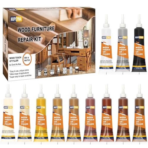 Kit di Riparazione di Mobili, 12 Colori Kit di Riparazione per Legno, Kit di Riparazione di Pavimenti in Legno, Stucchi per Legno per Ritocchi Riparazione di Graffi, Crepe, Scolorimento Superfici