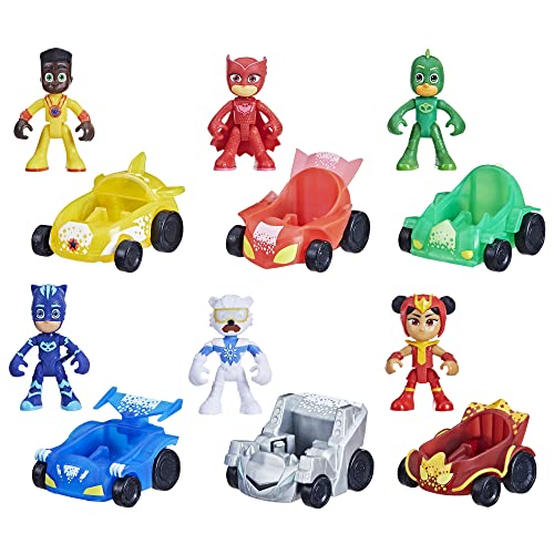 PJ Masks - Super Pigiamini, Personaggi e Veicoli, Collezione Power Heros, Giocattolo per età prescolare con 6 Personaggi e 6 Veicoli, per Bambini e Bambine dai 3 Anni in su [Esclusivo Amazon]