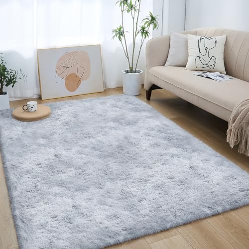 Lommegy Tappeto Salotto Moderno Shaggy Tappeto a Pelo Lungo Grigio 120x160cm Tappeto Soggiorno Grande Soffice e Morbido Tappeti Camera da Letto Tappeti Antiscivolo