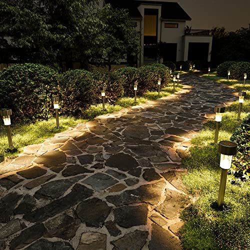 Solpex Luci solari per vialetti esterni, confezione da 16 luci solari per vialetti, luci a LED da giardino, per paesaggio/patio/prato/cortile/vialetto, bianco freddo