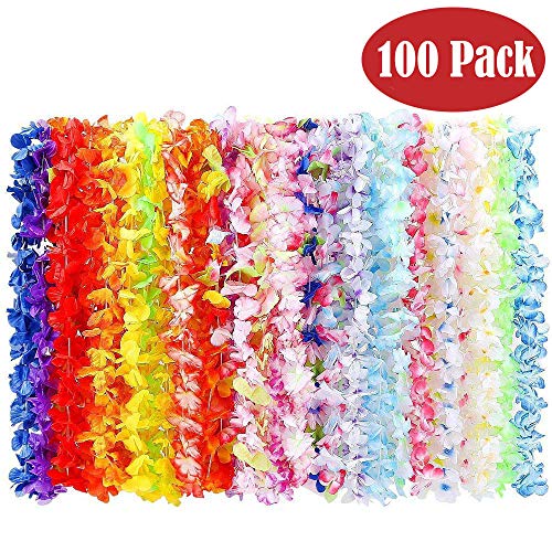 BangShou 100Pcs Ghirlanda Hawaiana Collana Tropicale Ghirlande Hawaii Hula Multicolori Fiori Ghirlande