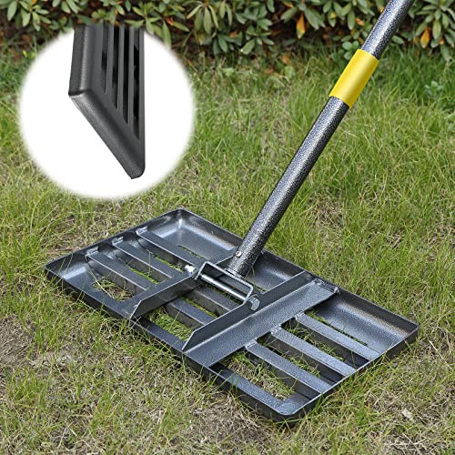 DAKEPOLE Rastrello per prato Rastrello livellatore Golf Garden Grass Surface Levelawn Rake Topdressing Lawn Slide Stainless Steel Garden Backyard Lawn Leveller (25x43cm)